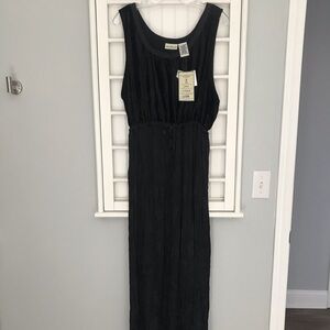 Brand new Black Panne Velvet & Crinkle Maxi Dress